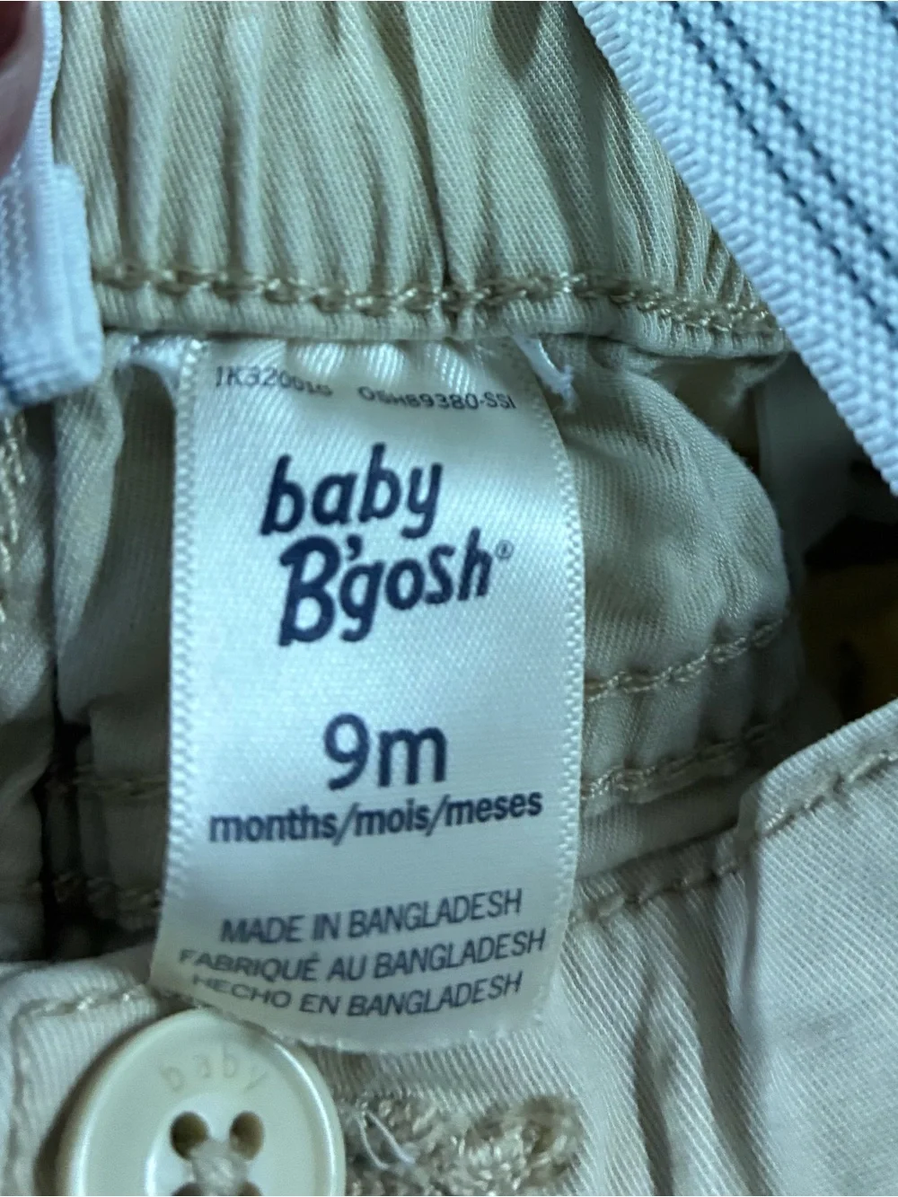 Baby B’gosh Boys 9M Khaki Pants with Suspenders + Extra Navy Suspenders